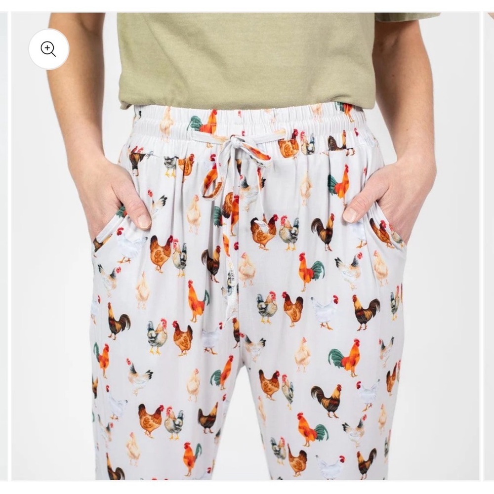 Chicken Adult Bamboo Pajama Pants L farm life Cowgirl - Picture 2 of 5